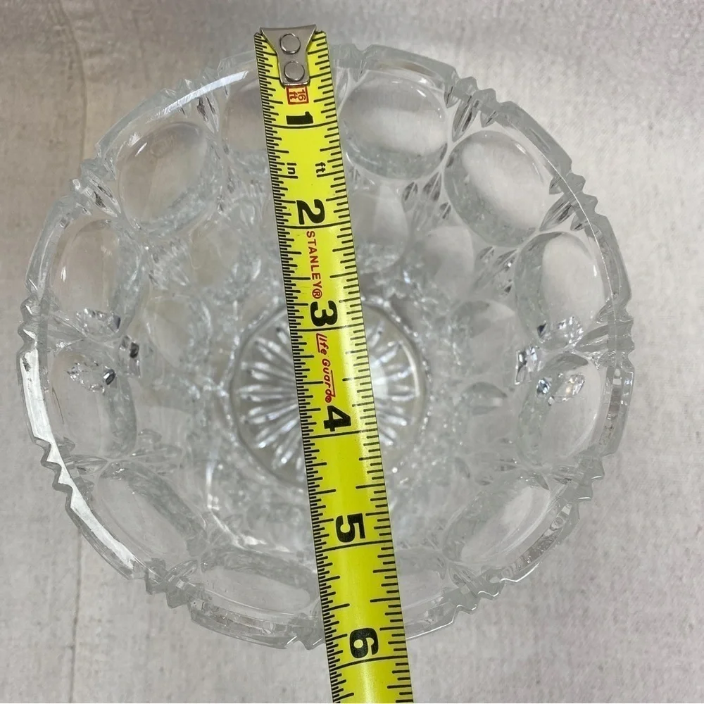 Vintage Glass Crystal ice bucket MCM Geometric ovals